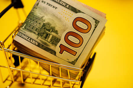 Dollars different bills. Dollars background. Background of different us dollar banknotes. Finance...