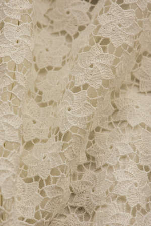 lace. White lace as an element of clothing. Fabric texture as an element for designersの写真素材