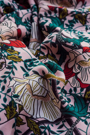 floral fabric texture. green cloth. Material for designers floral fabric background