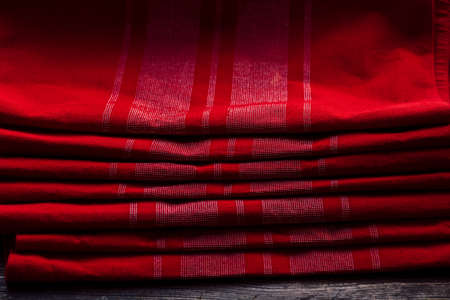 red fabric texture. red cloth. Material for designers red fabric backgroundの写真素材