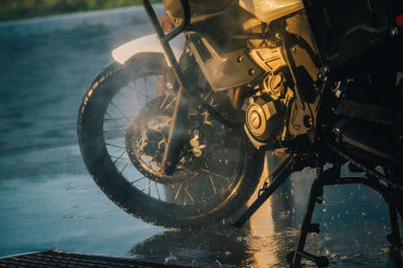 Motorbike washing series. Motorcycle wash.