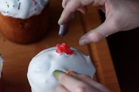 Easter cakes. Easter baked. The process of making Easter cakes at home. Happy easter. Spring holidayの写真素材