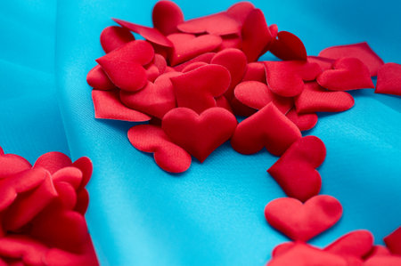 Hearts on a blue background. Divination. Love concept
