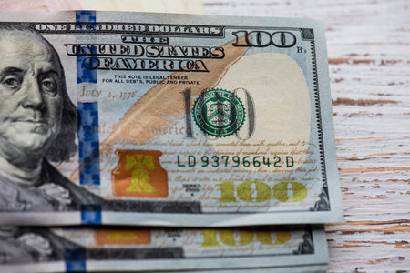 Dollars bills. Dollars background. Background of different us dollar banknotes. Finance concept.