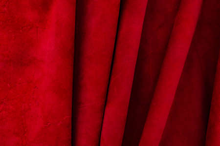 Velvet texture of seamless leather. Felt material macro. Red suede texture. Fabric, leatherの写真素材