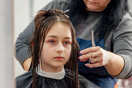 Happy Girl Getting her Hair Cut. A series of photos of a girl getting her hair cut. haircut, girl,