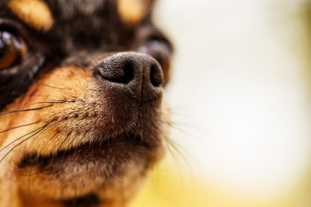 Nose of dog, my lovely chihuahua. Chihuahua dog nose. dog, petの写真素材