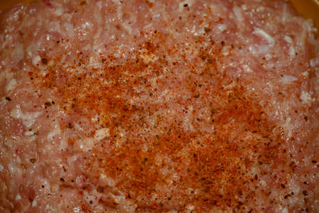 Minced meat with spices. cooking pepper pork meal fresh meat raw