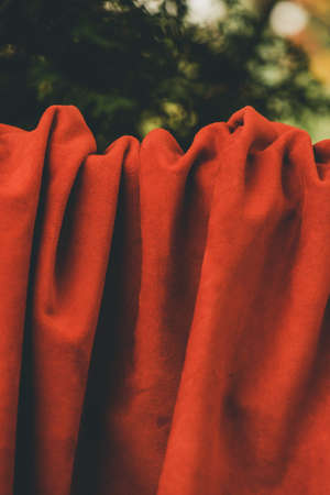 Felt material macro. Red suede texture. Fabric, leather, material for designers.の写真素材