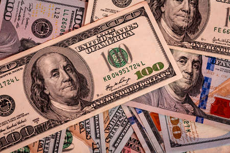 Paper dollar banknotes background. Business and finance concept.