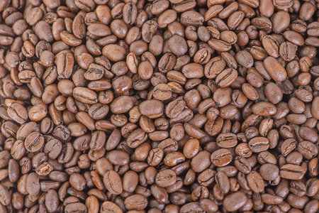 Arabica. Roasted coffee beans as a background. Macro photo of coffee.の写真素材