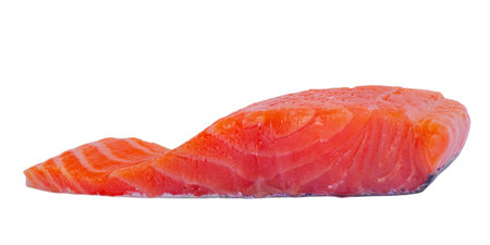 Lightly salted red salmon fish isolate on a white backgroundの写真素材