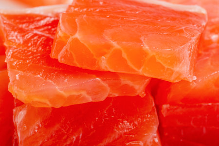 Trout fish pieces as background macro photoの写真素材