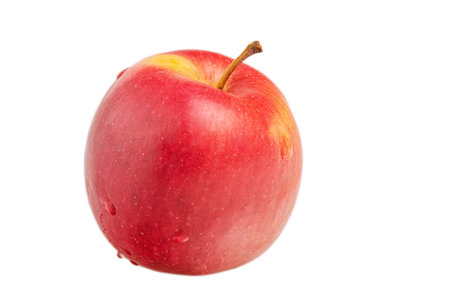 Apple isolate. Red and yellow one apple on a white backgroundの写真素材