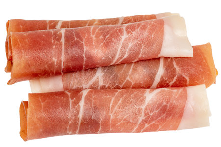 Meat rolled up in a roll isolate on a white background