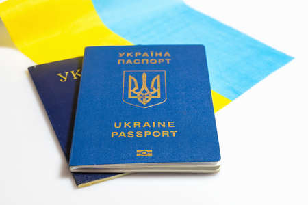 Passport of Ukraine isolated on white background.の写真素材