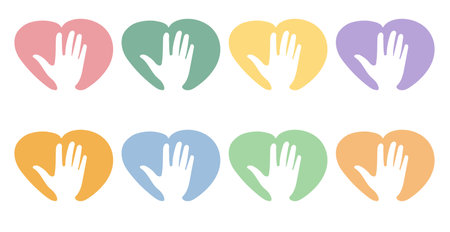 National month of volunteering April, icon, volunteer icon hand with heart. concept of volunteeringのイラスト素材