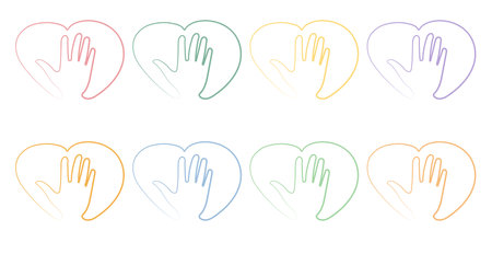 National month of volunteering April, icon, volunteer icon hand with heart. concept of volunteeringのイラスト素材