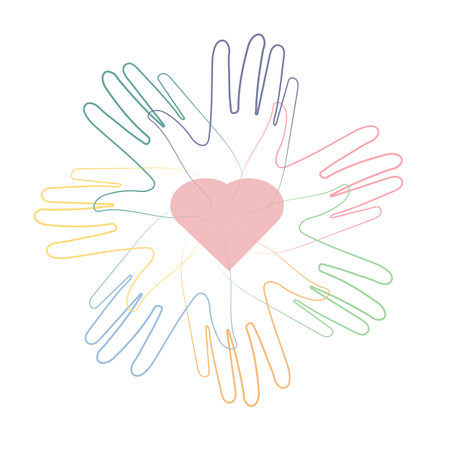 National month of volunteering April, icon, volunteer icon hand with heart. concept of volunteeringのイラスト素材