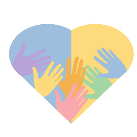 National month of volunteering April, icon, volunteer icon hand with heart. concept of volunteeringのイラスト素材
