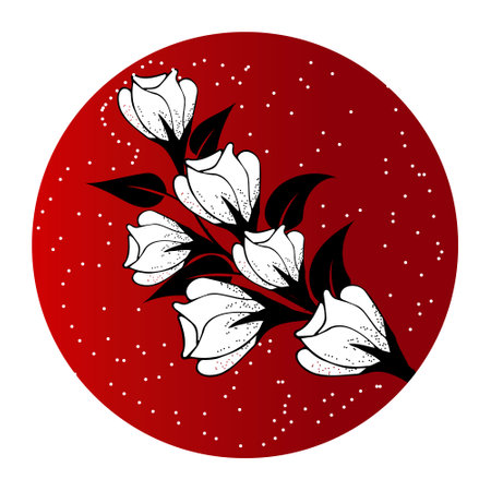 Floral composition is delicate, floral background with delicate flowers and branches of buds. hand drawing. For stylized decor, invitations, cards, posters, flyers, backgrounds, as clipart or coloringのイラスト素材