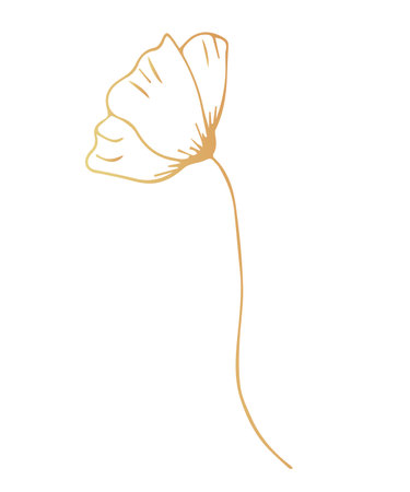 A flower, a branch of gold leafのイラスト素材