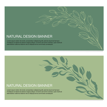 Natural banner design with drawn elements. Use for your banner, card, invitation, background or other designのイラスト素材