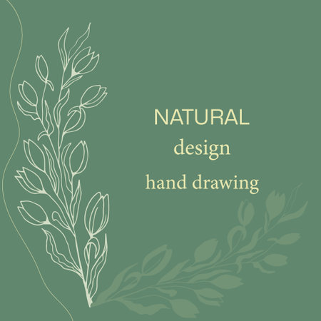 Elegant frame, background, floral wreath, gentle monogram with hand drawn wild herbs and flowers. vintage botanical illustration for invitation or wedding decor, logo, label, brandingのイラスト素材