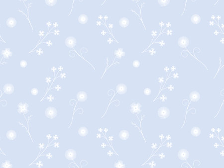 Gentle floral seamless pattern. White flowers on a blue background.のイラスト素材