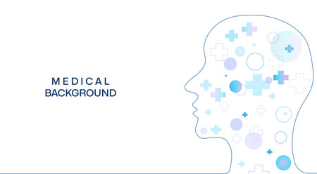 Medical molecular background with medical elements, cardiogram. Biotechnological concept, innovative technologies, health care. vectorのイラスト素材