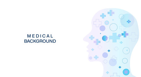 Medical molecular background with medical elements, cardiogram. Biotechnological concept, innovative technologies, health care. vectorのイラスト素材