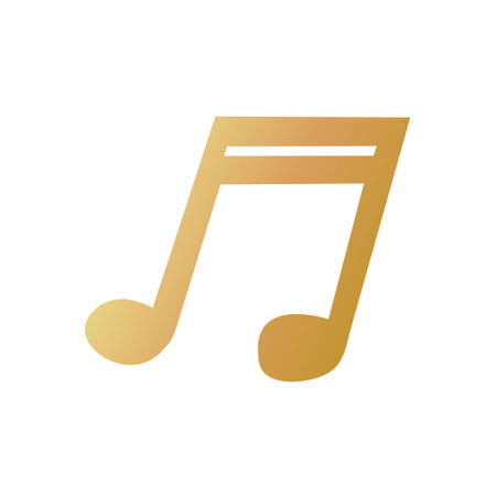 Note in gold color on transparent background, for music designsのイラスト素材