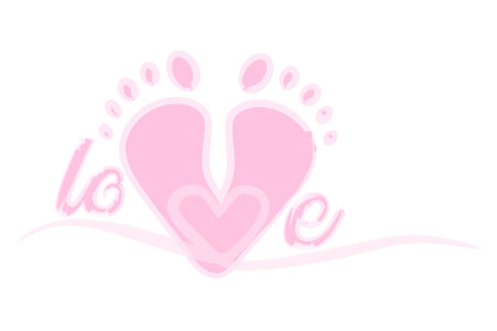 Children's background with footprints of a baby's feetのイラスト素材