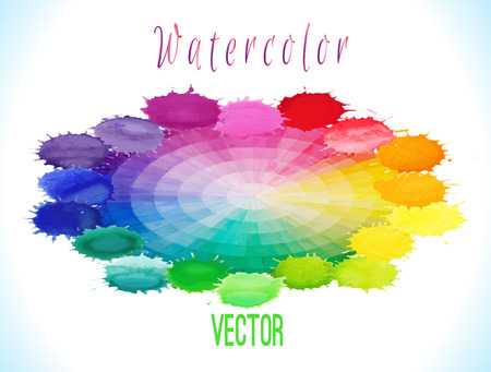 Multicolor vector spectral circle. Hand drawn watercolor illustration.のイラスト素材