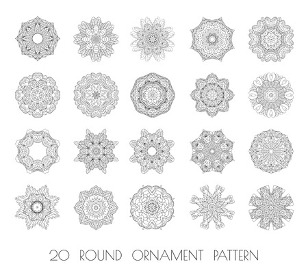 Mandala. Round Ornament Pattern. Vintage decorative elements. Hand drawn background.のイラスト素材