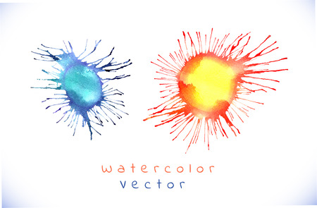 Colorful watercolor splashes isolated on white background. Colored blots on the white background.のイラスト素材