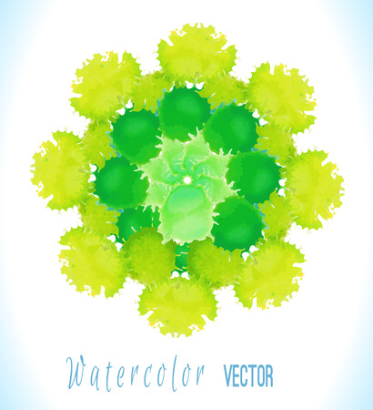 Vector watercolor circle with colorful blobs. Watercolor paint drops, splashes isolated on white background.のイラスト素材