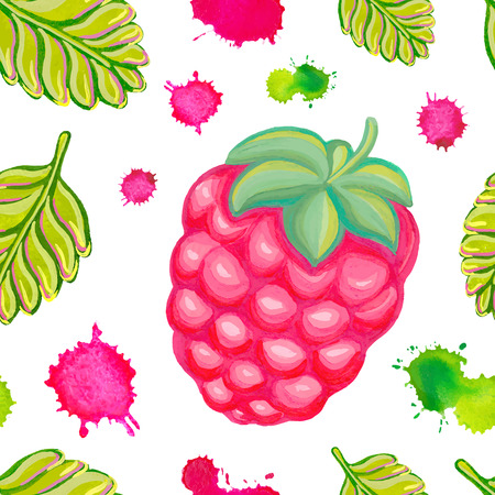 Seamless pattern with raspberry illustration.のイラスト素材