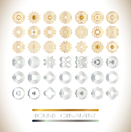 Ornamental lace pattern for wedding invitations and greeting cards. Gold, silver mandala on background .Traditional golden, silver decorのイラスト素材