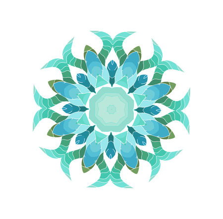 Blue  round ornament pattern. Hand drawn background.のイラスト素材