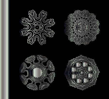 Mandala vintage decorative elements. Hand drawn background. Set of ethnic fractal mandala.  Vector Meditation silver setのイラスト素材