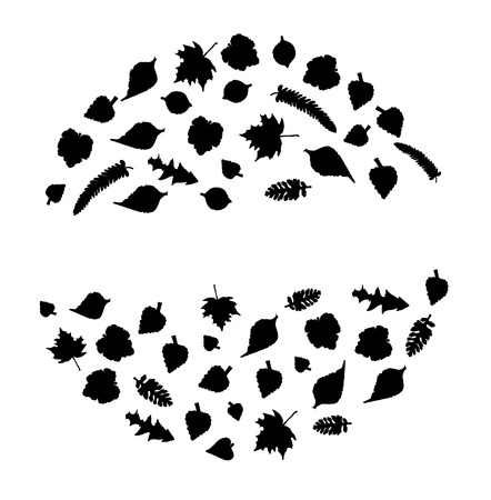 Autumn ornament with black forest  leaves  isolatedのイラスト素材