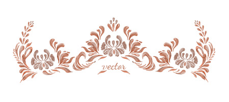 Vintage floral vector illustration.  Brown floral pattern with vintage flowersのイラスト素材