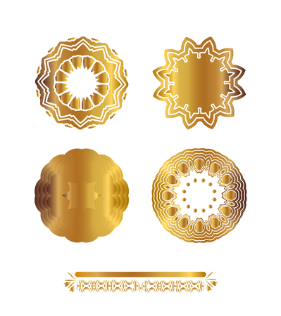 Traditional golden decor on white background. Abstract golden ornament.のイラスト素材