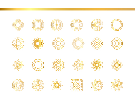 Oriental gold pattern set.  Vector golden snowflakesのイラスト素材