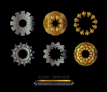 Vintage decorative elements. Ethnic gold pattern. Vector mandala gold tattoo.のイラスト素材