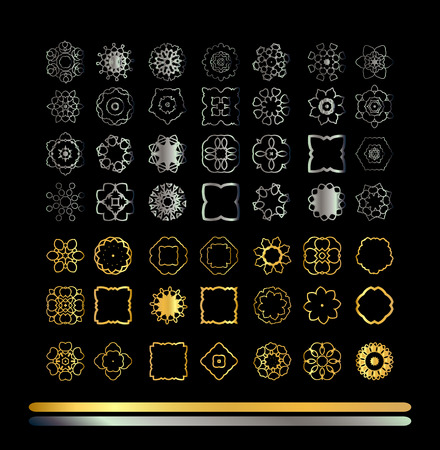 Vintage decorative elements. Ethnic gold pattern. Vector mandala gold tattoo.のイラスト素材