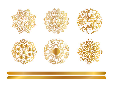Traditional golden decor on white background. Abstract golden ornament.のイラスト素材