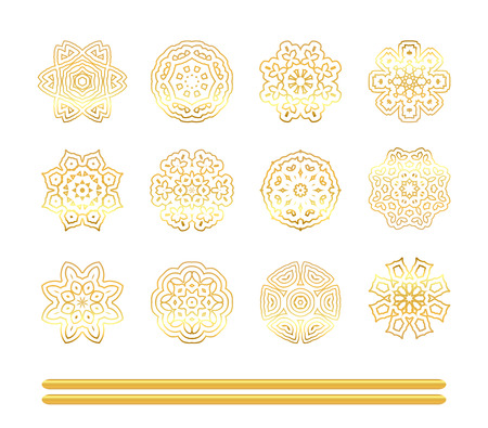 Traditional golden decor on white background. Abstract golden ornament.のイラスト素材