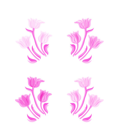 Vintage art set. Isolated spring vintage pink  tulipのイラスト素材